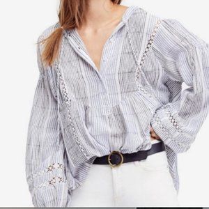 Free People Boho Babe Striped Hooded Pullover